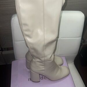 Madden Girl Womens Winsloww Faux Leather Tall Knee-High Boots